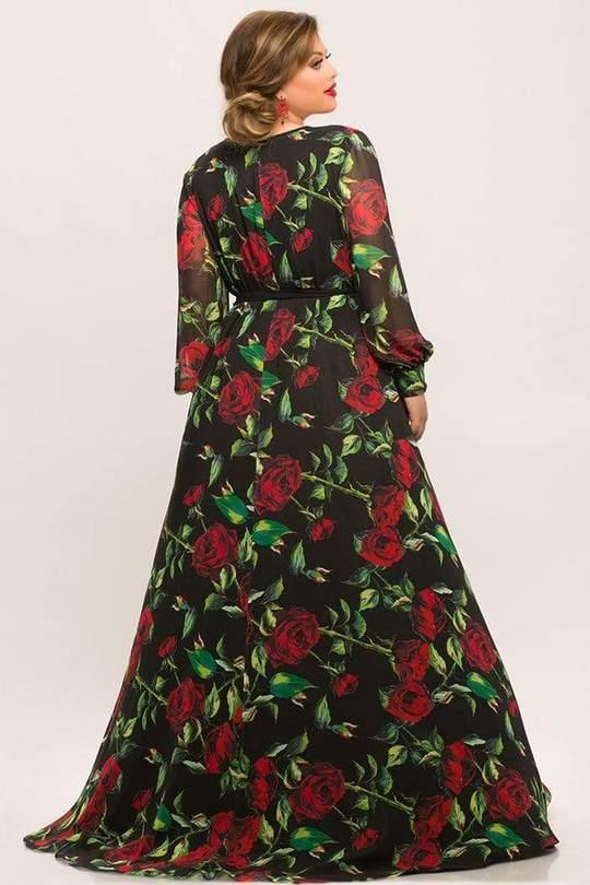 Sydneys Closet Long Floral Print Formal Dress