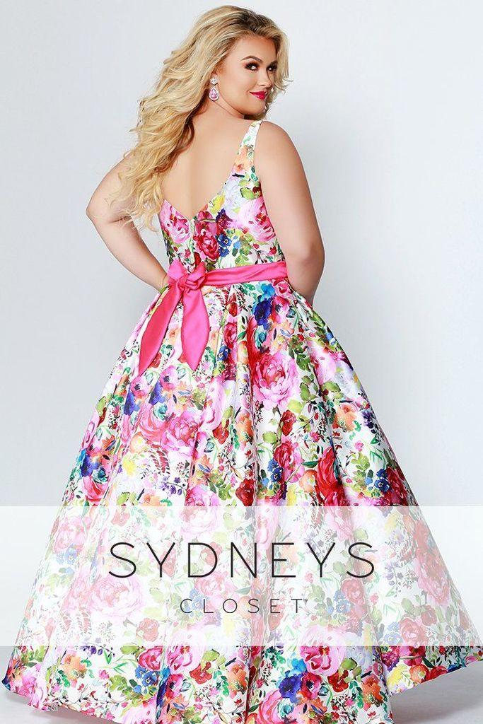 Sydneys Closet Long Floral Prom Dress - The Dress Outlet Sydneys Closet