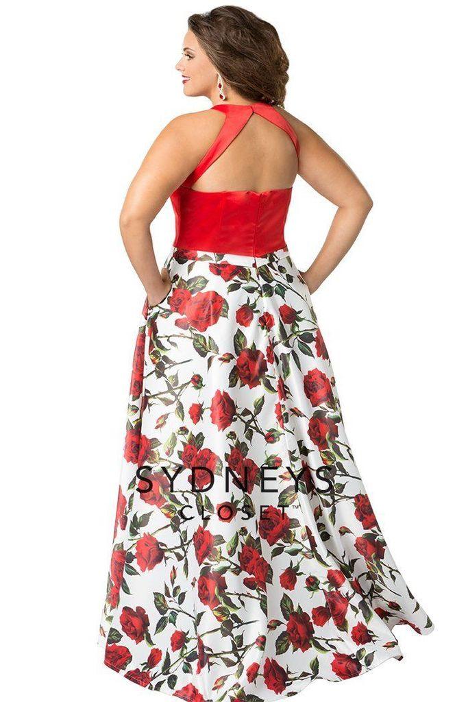 Sydneys Closet Long Floral Prom Evening Gown Dress - The Dress Outlet Sydneys Closet