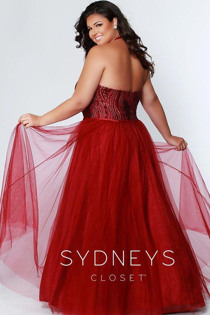 Sydneys Closet Long Halter Neck Plus Size Prom Dress - The Dress Outlet Sydneys Closet