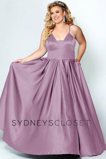 Sydneys Closet Long Plus Size Satin Prom Dress - The Dress Outlet Sydneys Closet