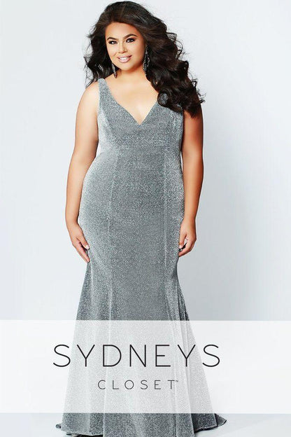 Sydneys Closet Long Shimmery Sleeveless Prom Plus Size Dress - The Dress Outlet Sydneys Closet
