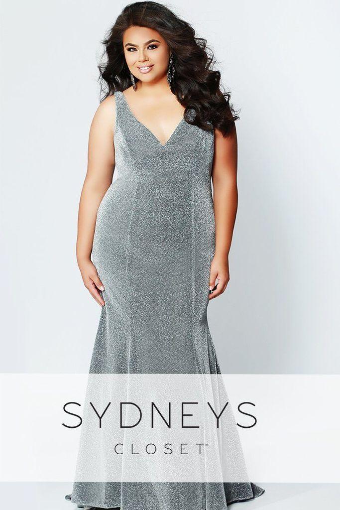 Sydneys Closet Long Shimmery Sleeveless Prom Plus Size Dress