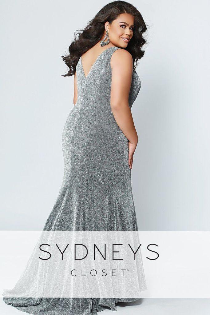 Sydneys Closet Long Shimmery Sleeveless Prom Plus Size Dress