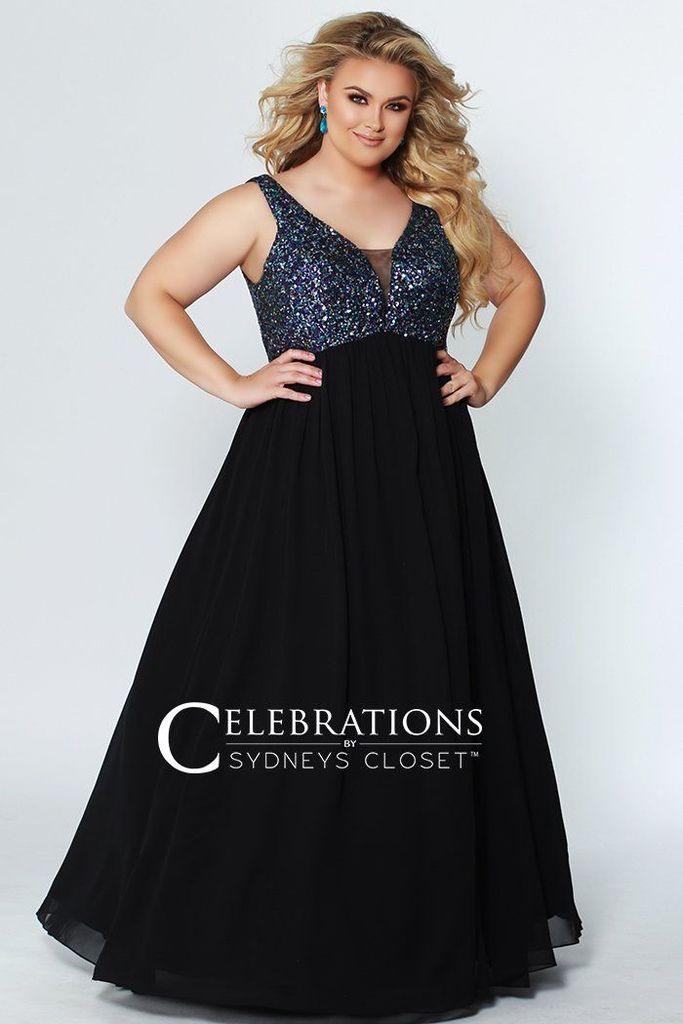 Black/Multi Sydneys Closet Prom Plus Size Dress for 189.99 The Dress