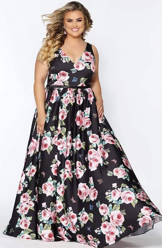 Sydneys Closet Print Long Plus Size Formal Dress - The Dress Outlet