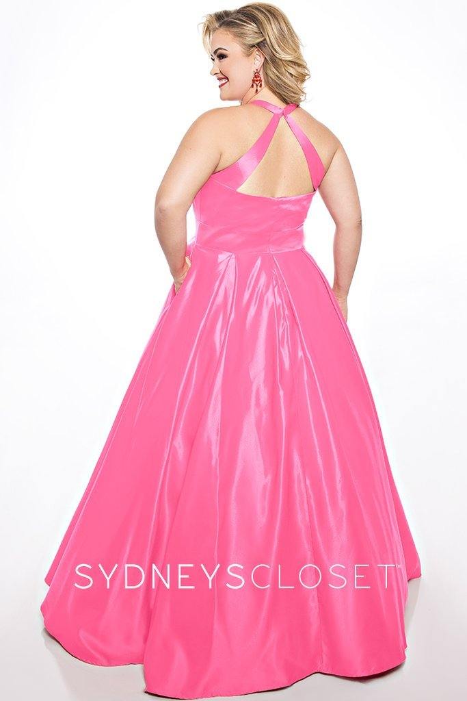 Sydneys Closet JK2518 Fitted Long Slit Formal Ruched Plus Size Prom Dress main image 0