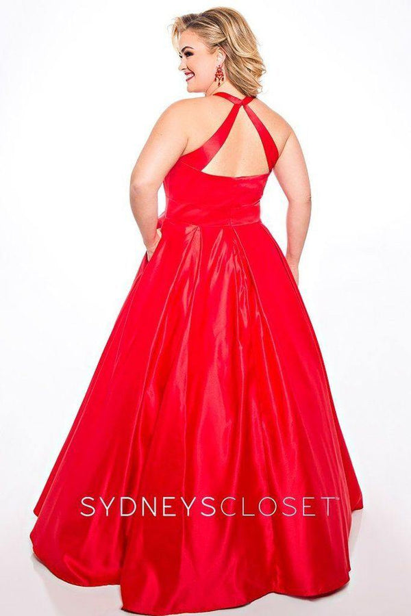 Sydneys Closet SC7335 Plus Size Long Formal A Line Pocket Prom Dress