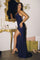 Prom Dresses Formal Long Prom Slit Dress Navy