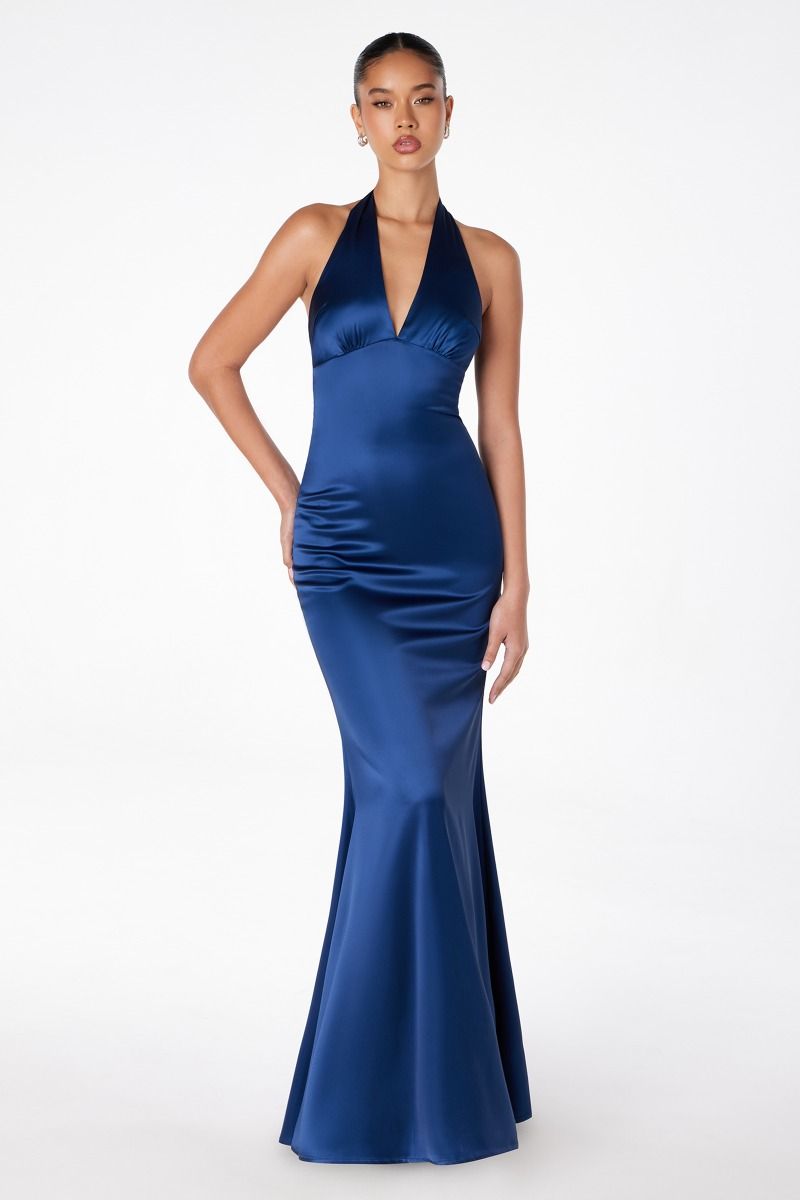 Formal Dresses Long Fitted Formal Evening Gown Navy