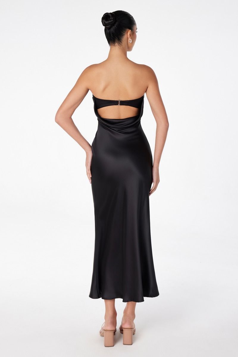 Prom Dresses Pleated Formal Fitted Tea Length Cocktail Dress Black