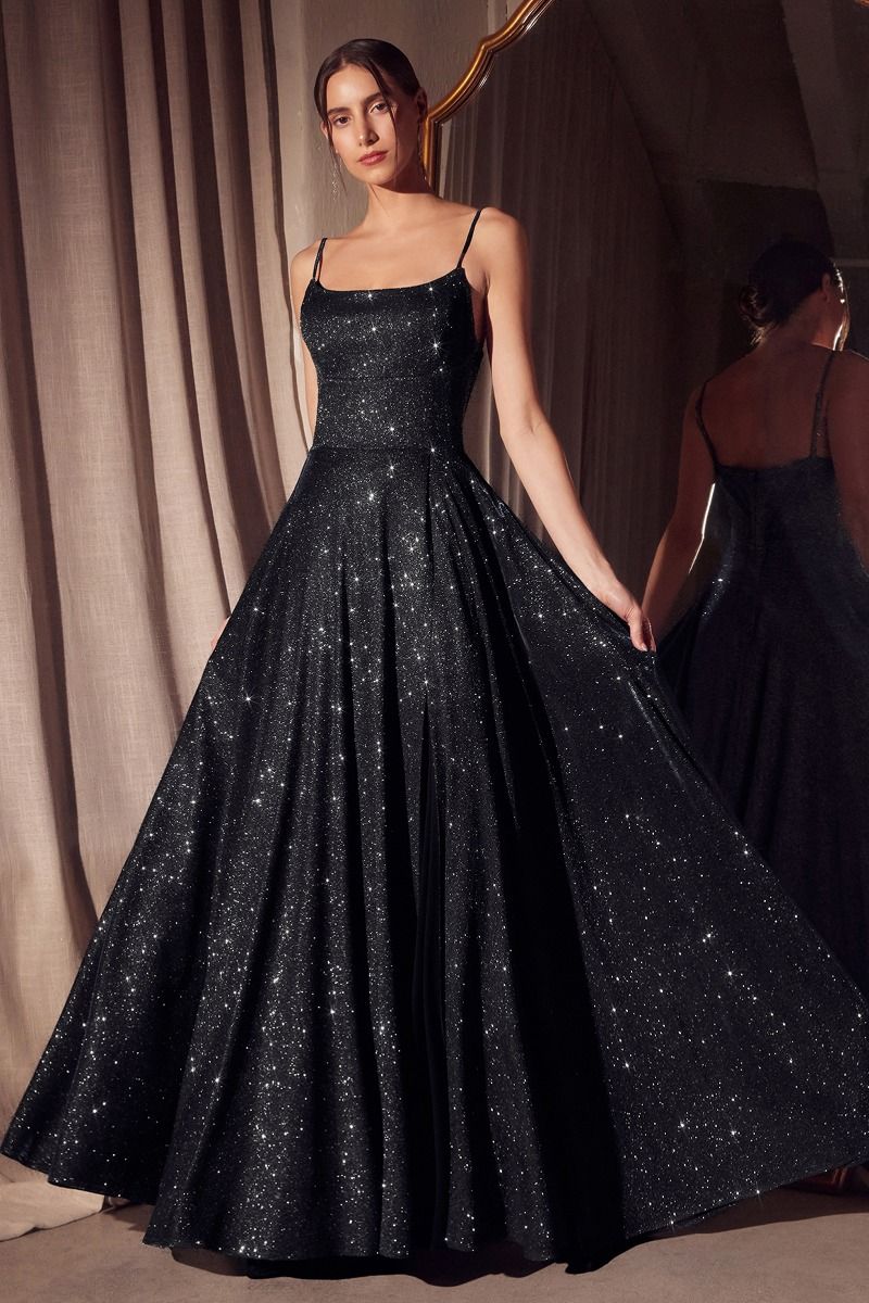 LaDivine T213 Glitter Long Formal A Line Prom Gown