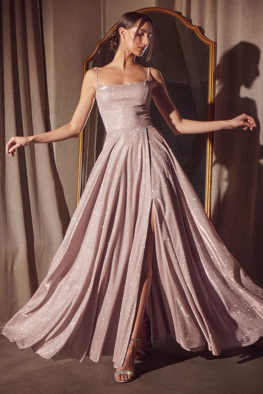 Prom Dresses Glitter Long Formal A Line Prom Gown Dusty Rose