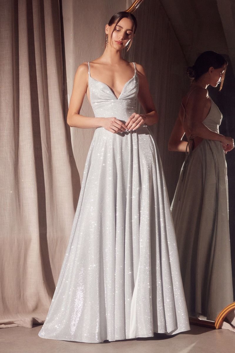 LaDivine T214 Glitter Prom Long Formal A Line Dress