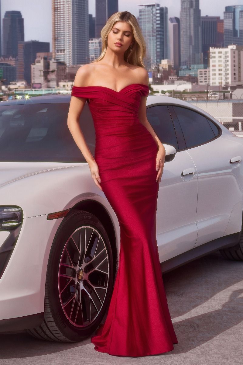 LaDivine T402 Fitted Long Formal Evening Prom Dress