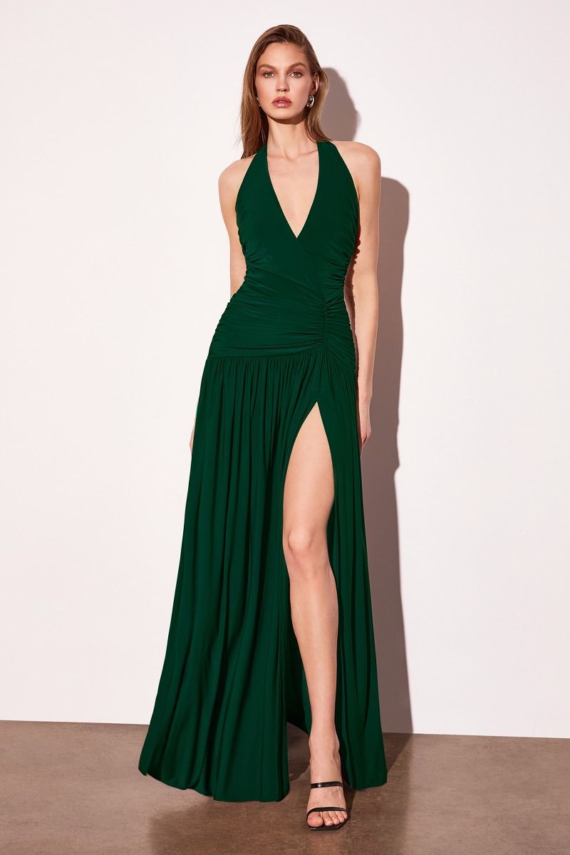 LaDivine T502 Formal Long Slit Prom Dress - Emerald / M