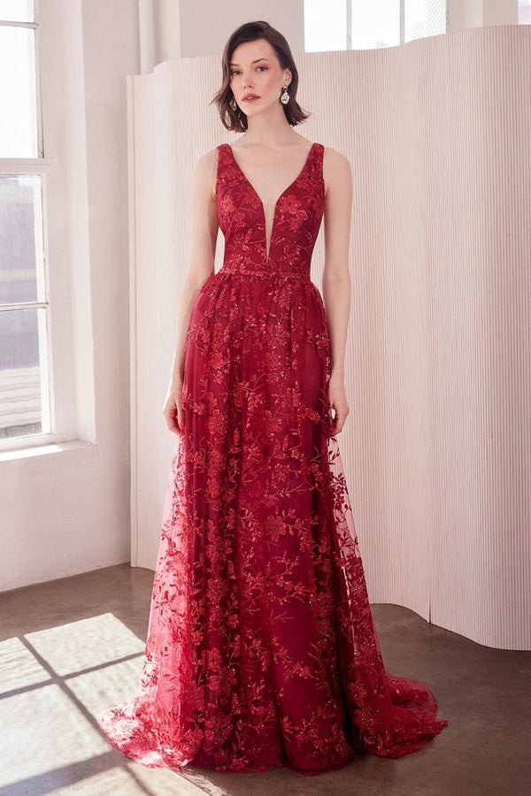 Amoris T606 A Line Long Formal Glitter Print Prom Gown