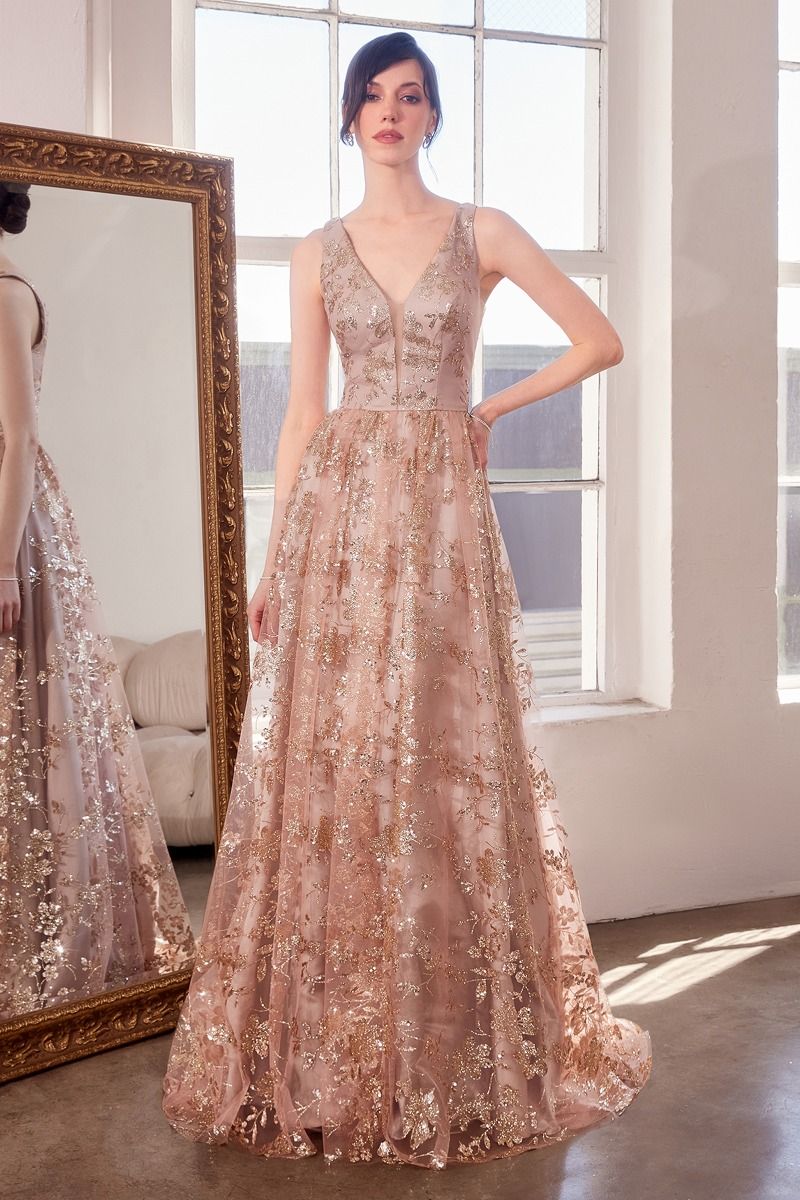 Amoris T606 A Line Long Formal Glitter Print Prom Gown – The Dress Outlet