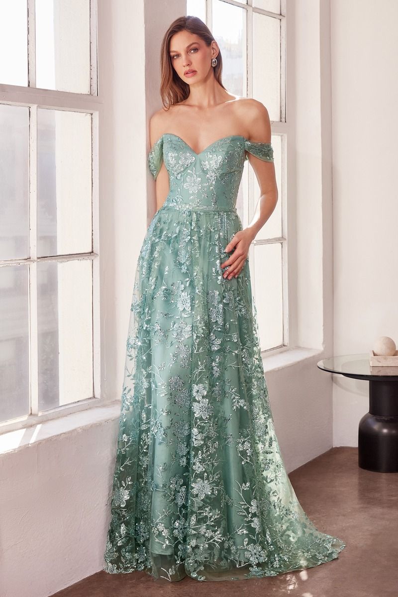 formal jessica mcclintock dresses Amoris T607 A Line Long Glitter Print Formal Prom Dress – The Dress Outlet
