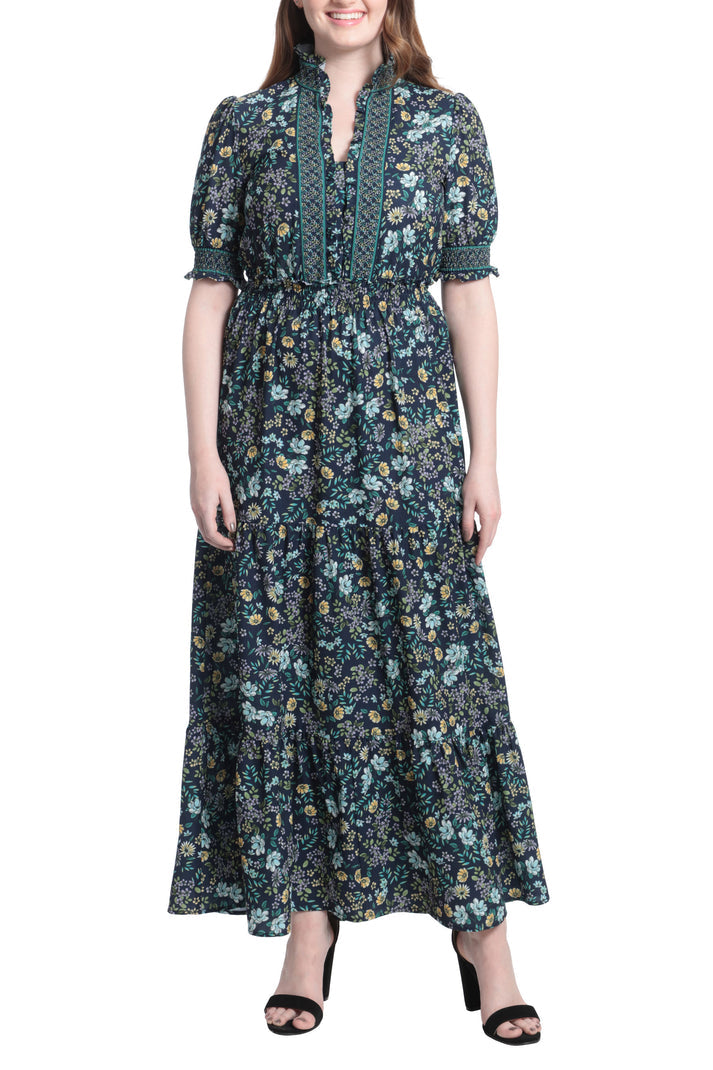 London Times T6141M Long A Line Formal Floral Evening Dress