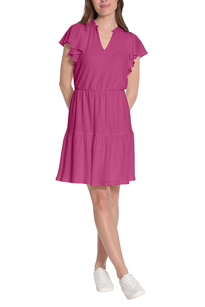 London Times T6243M A Line Short Cocktail Ruffle Dress