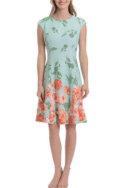 London Times T6705M Fitted Floral Print Short Cocktail Dress