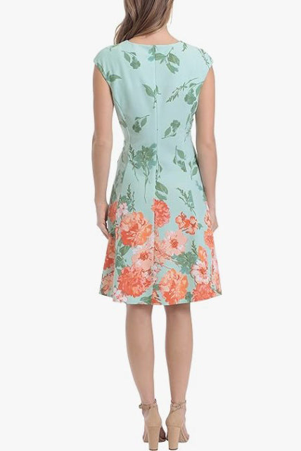 London Times T6705M Fitted Floral Print Short Cocktail Dress