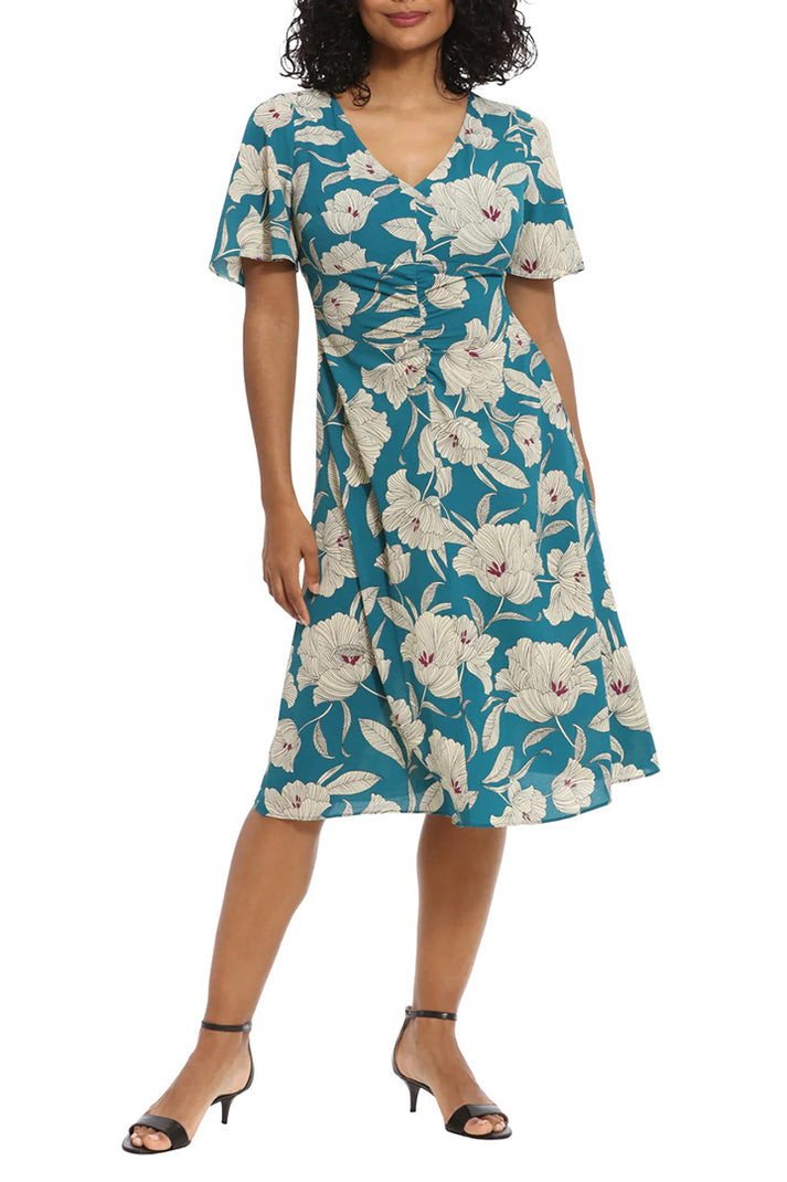 London Times T7009M Floral Print Short Cocktail A Line Dress