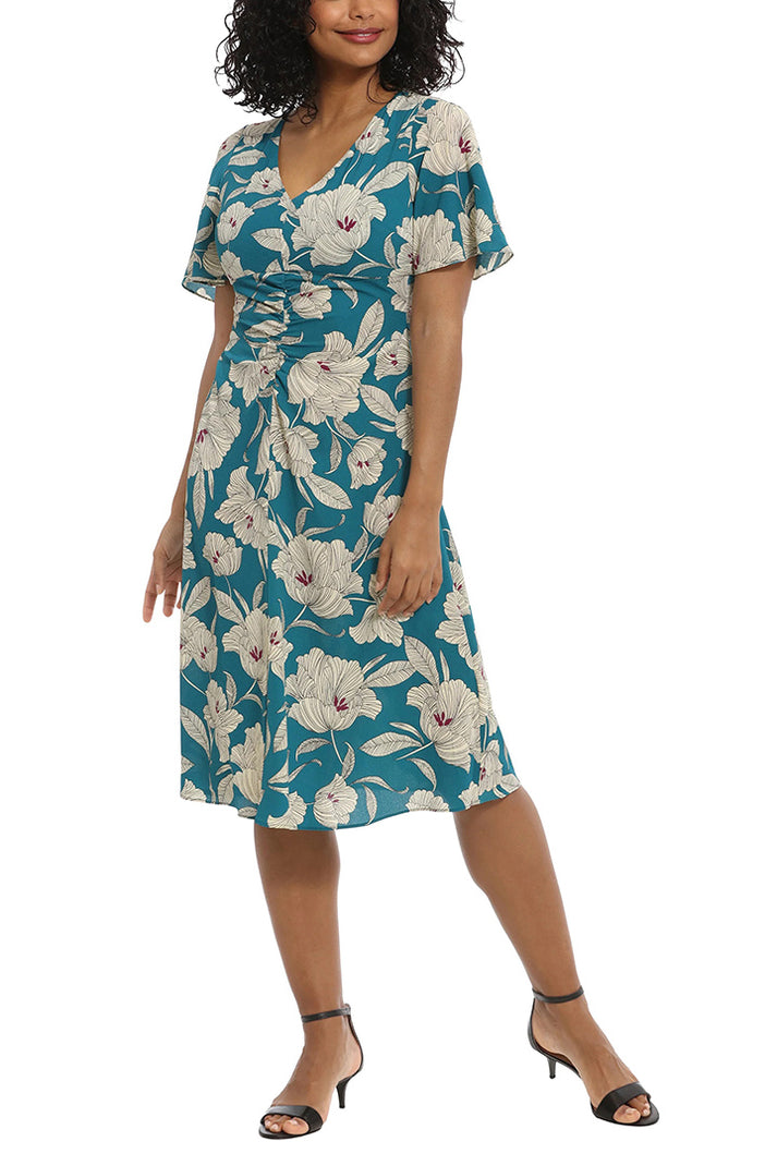 London Times T7009M Floral Print Short Cocktail A Line Dress