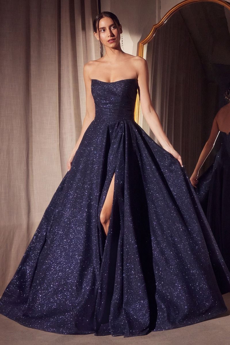 Amoris T701 Prom Long Glitter A Line Formal Gown - Red / XS Amoris T701 Prom Long Glitter A Line Formal Gown - Red / XS