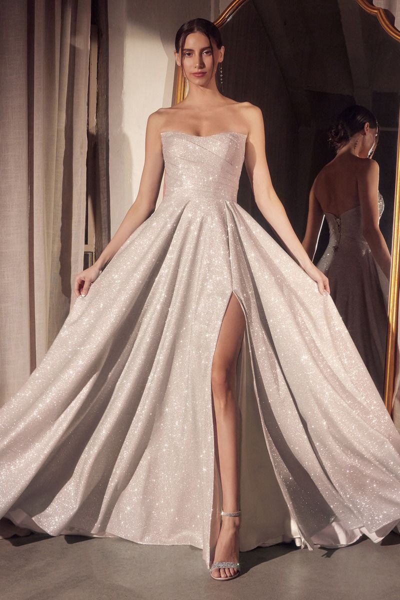 LaDivine T701 Prom Long Glitter A Line Formal Gown