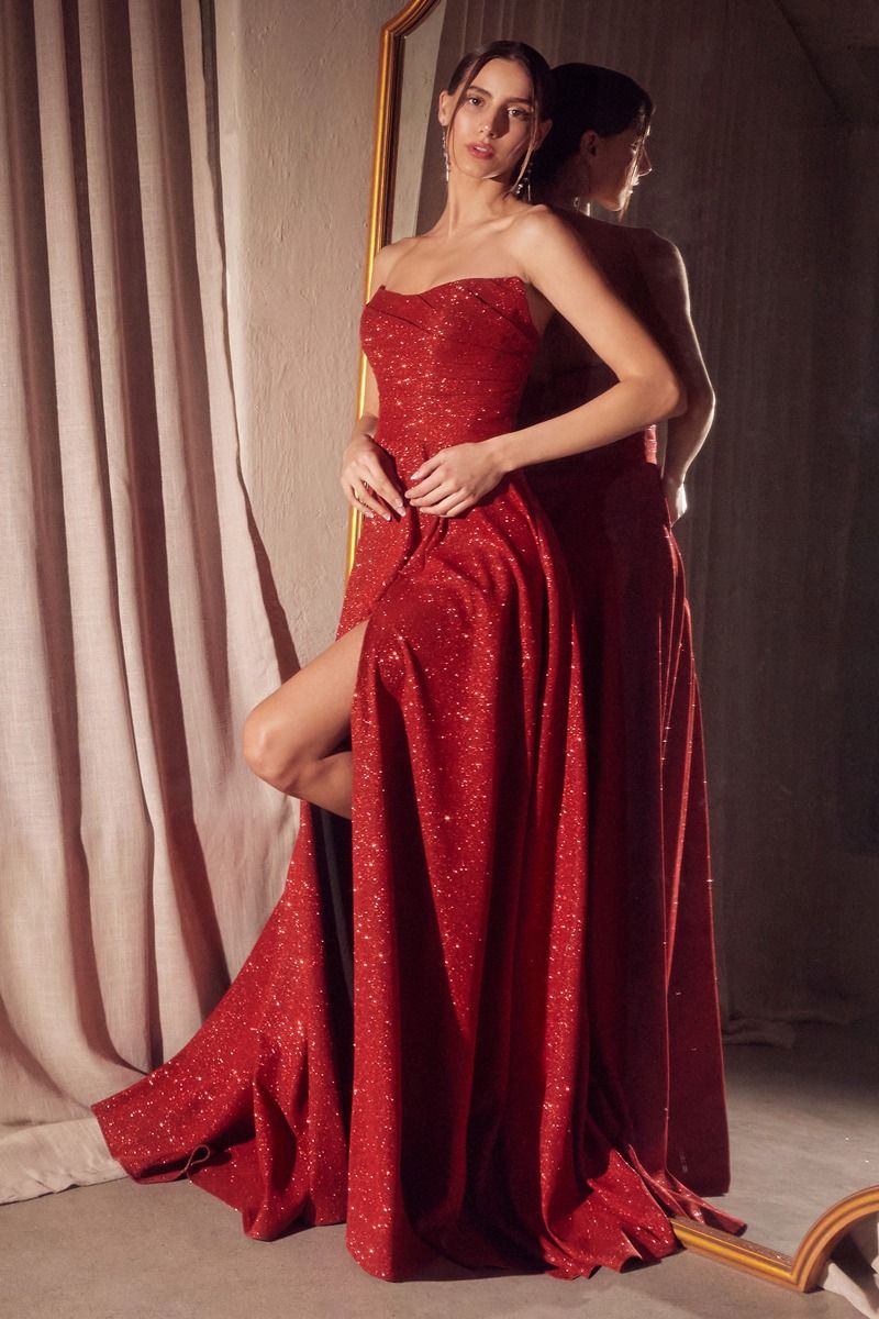 LaDivine T701 Prom Long Glitter A Line Formal Gown