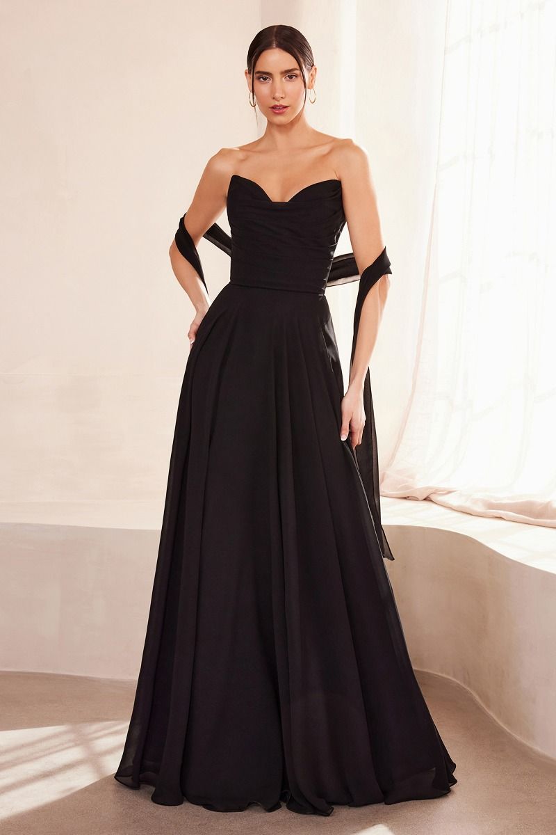 LaDivine T703 Long A Line Formal Dress