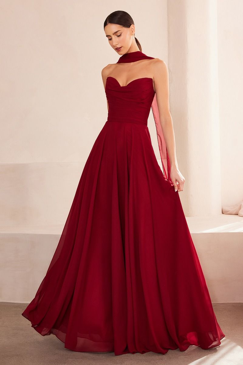 LaDivine T703 Long A Line Formal Dress