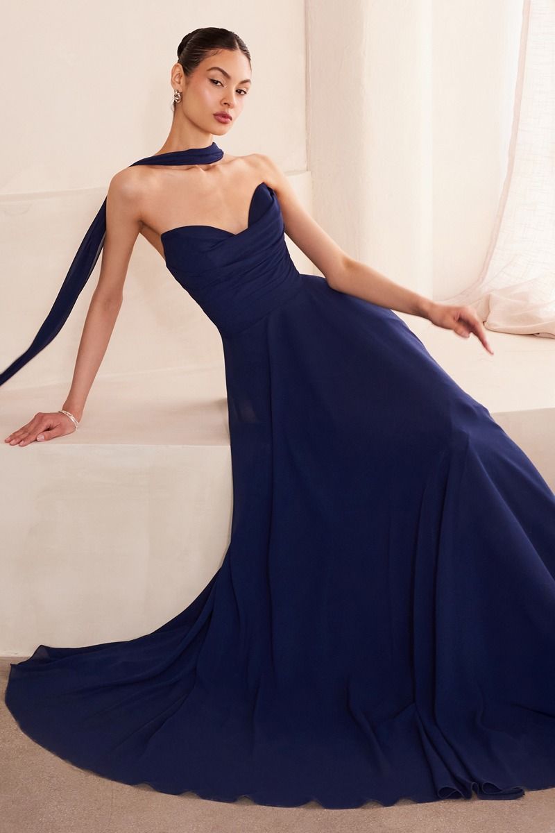 LaDivine T703 Long A Line Formal Dress