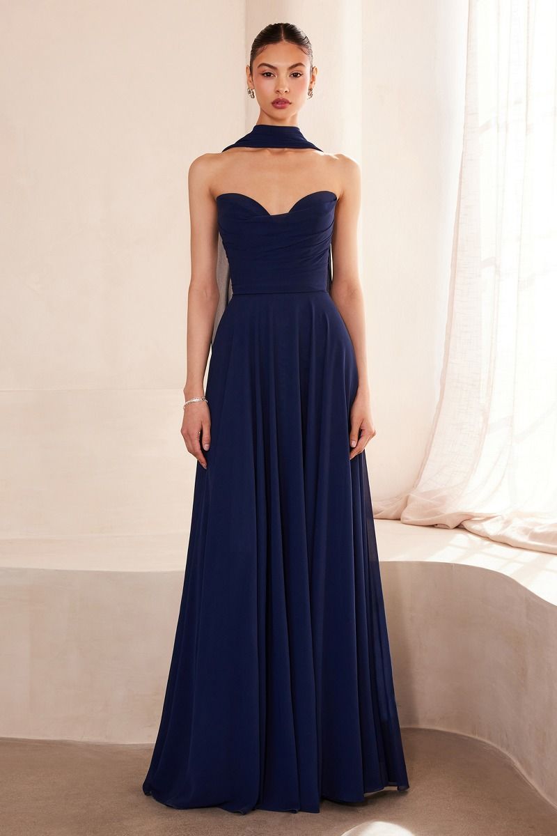 LaDivine T703 Long A Line Formal Dress