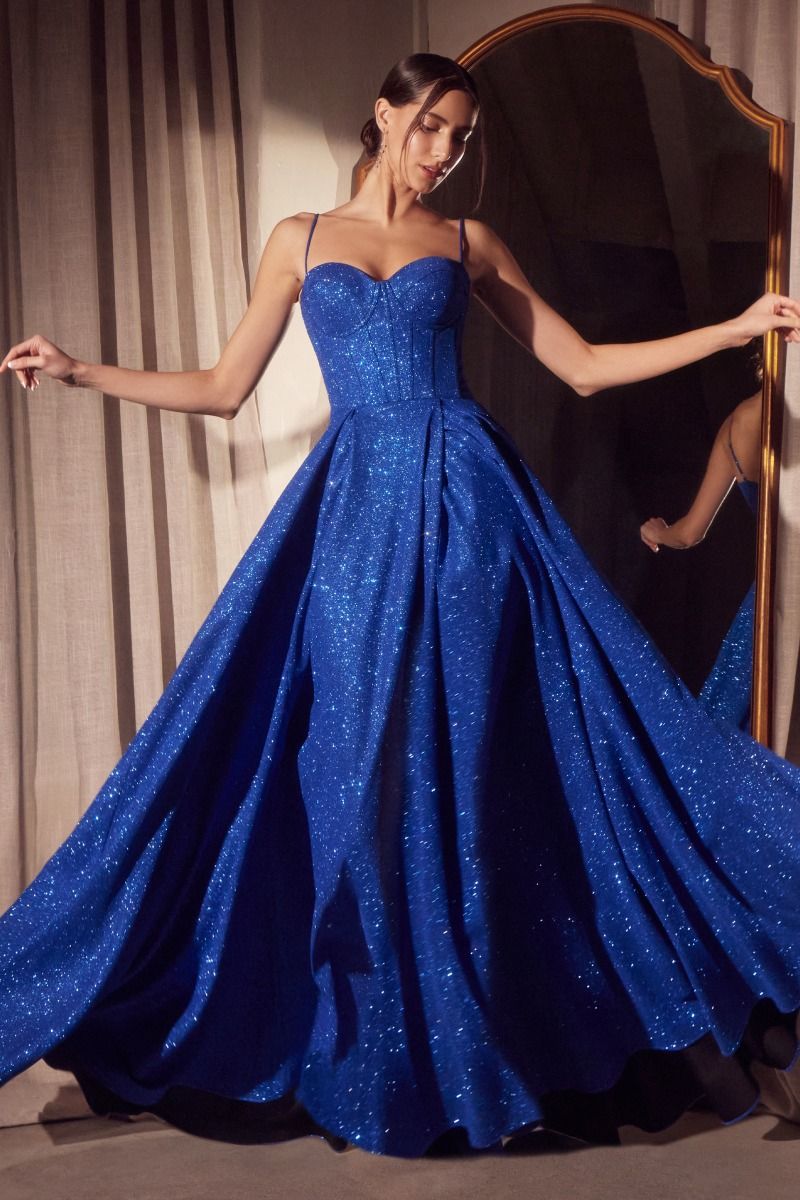 LaDivine T706 Formal Glitter Corset A Line Prom Dress