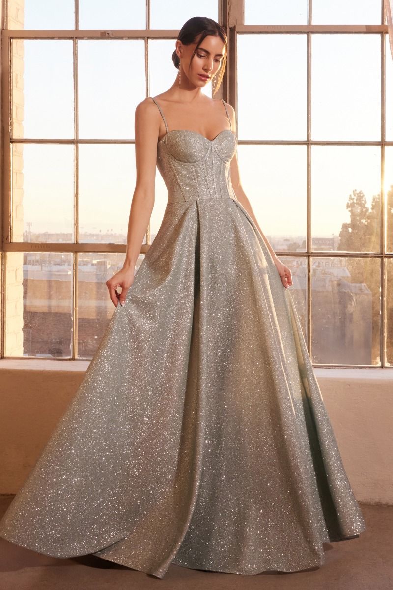 LaDivine T706 Formal Glitter Corset A Line Prom Dress