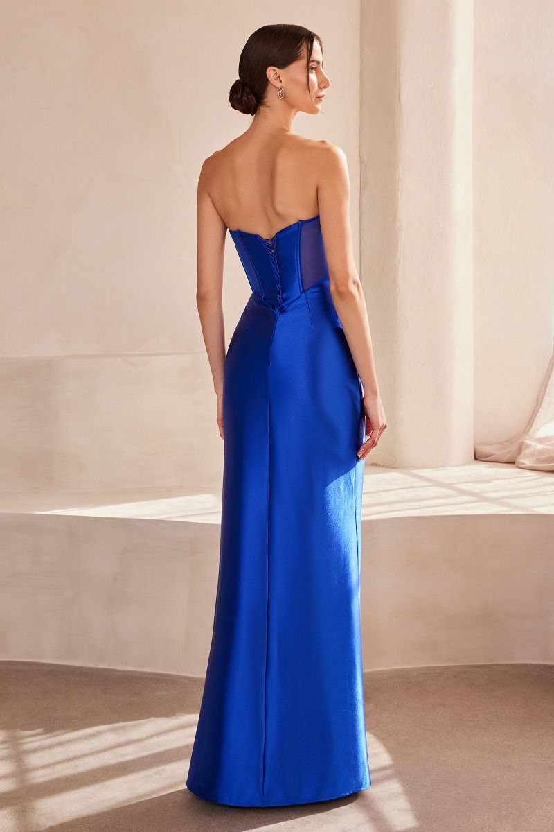 electric blue formal dress electric blue prom dress Blue Satin Long A-Line Prom Dress with Slit, Blue  Evening Party