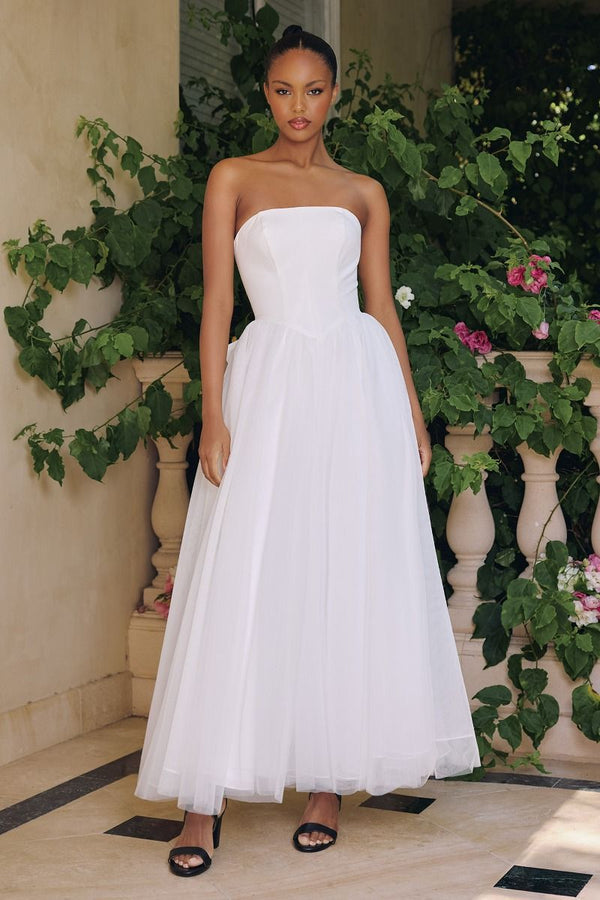 Amoris T712W  Tea Length Bridal A Line Wedding Dress