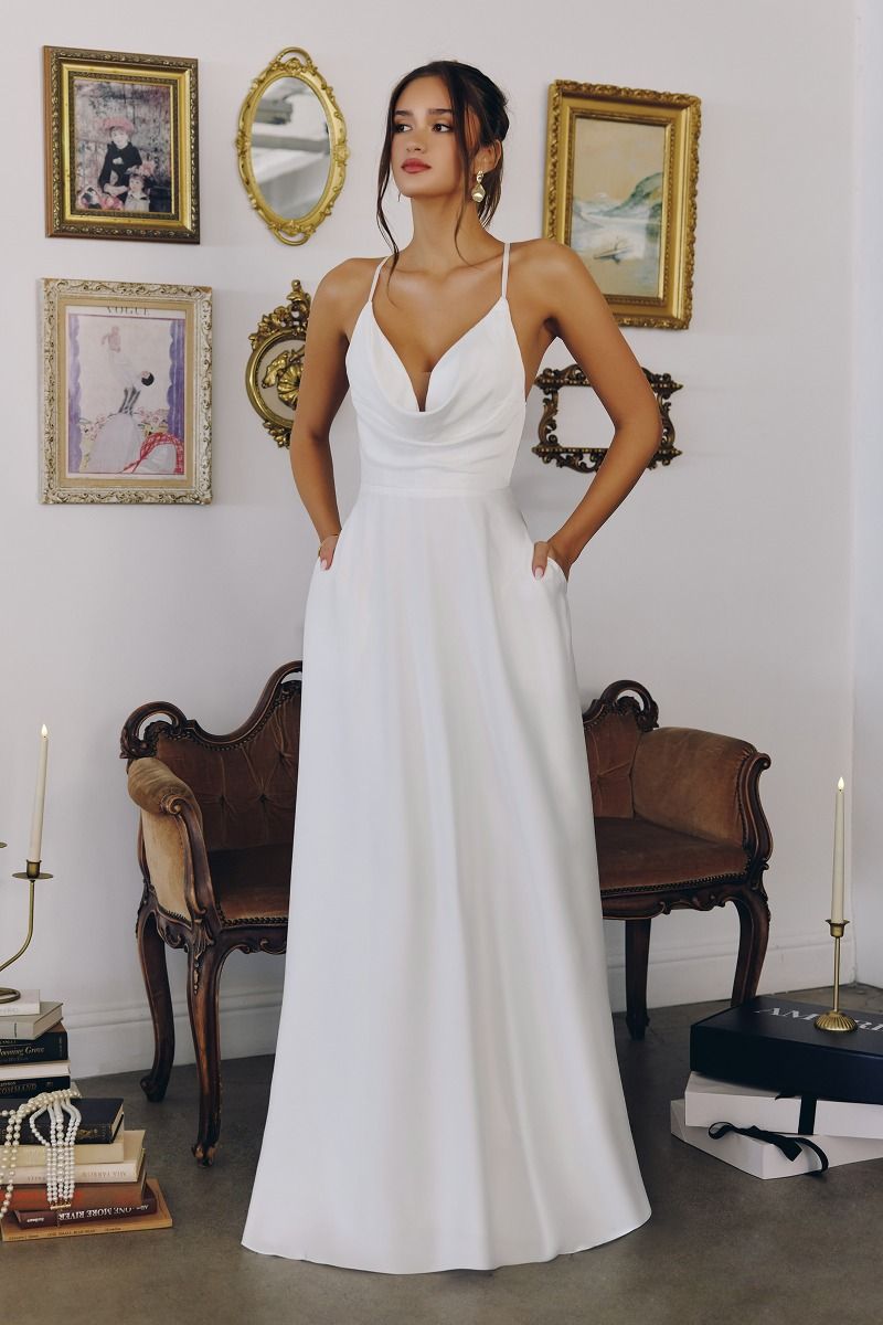 Wedding Dresses Long Bridal A Line Wedding Dress Off White