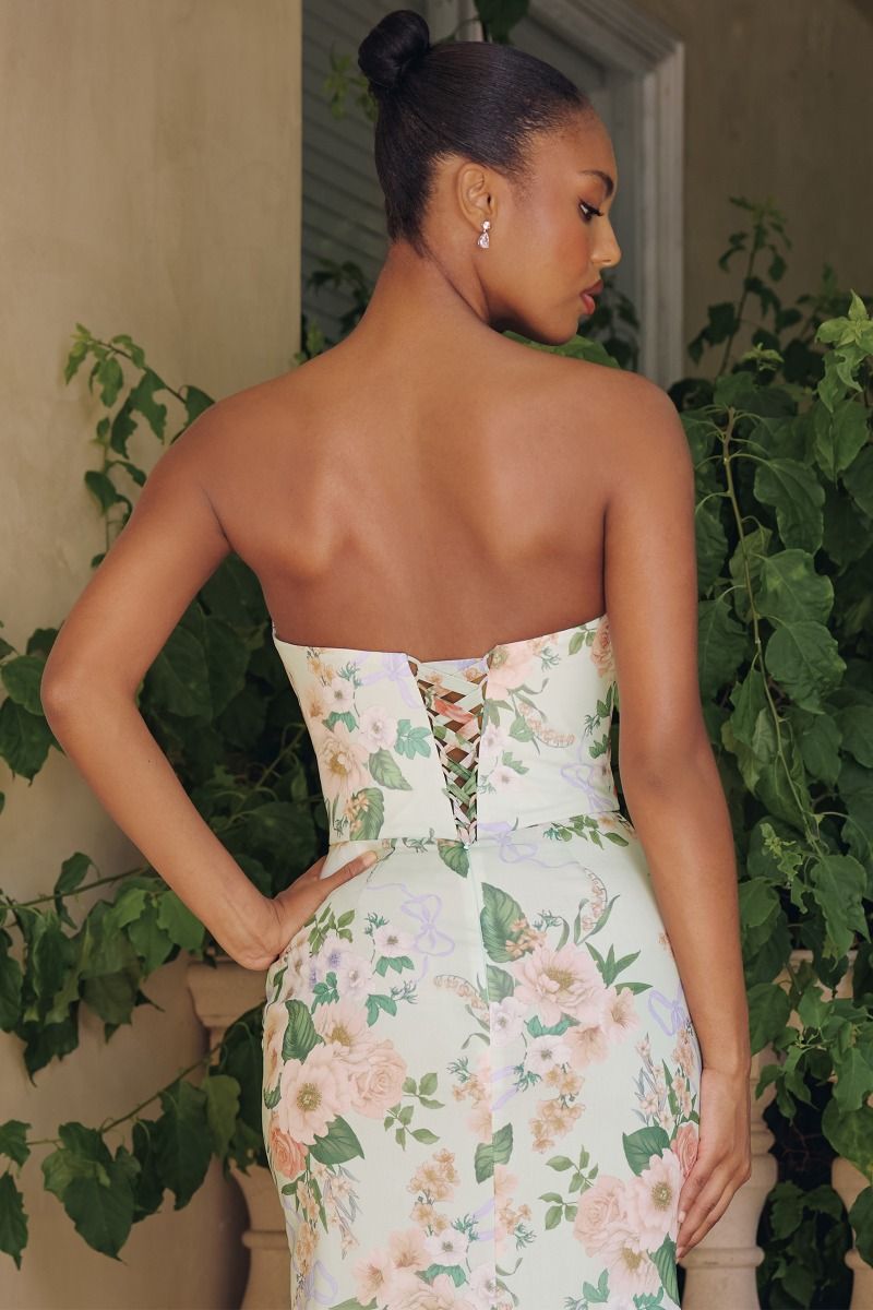 Prom Dresses Floral Print Long Formal Evening Prom Dress Sage
