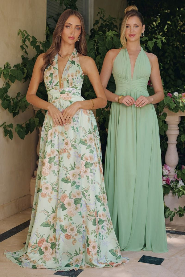 Amoris T719 Long Formal Floral Print A Line Prom Dress