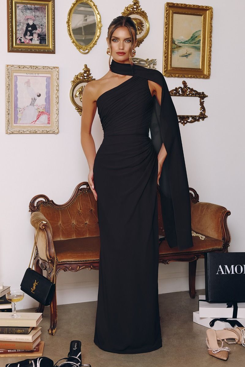 Prom Dresses Beaded Fitted Formal Long Prom Evening Dress Black