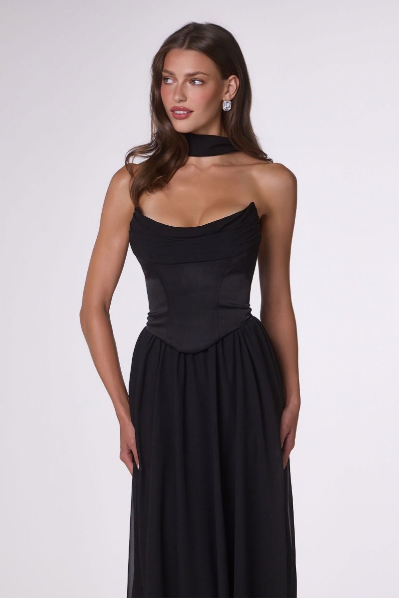 Cowl Floor-Length Chiffon Formal A-Line Dress Amoris T741