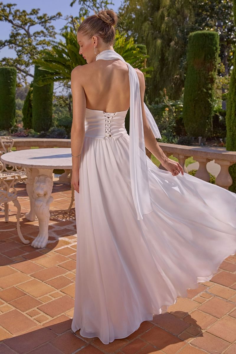 One-Shoulder Floor-Length Chiffon Wedding Dress A-Line Amoris T741W