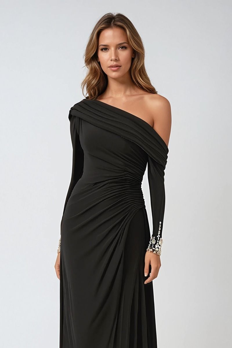 Cocktail Dresses Knee Length Long Sleeve Formal Dress Black