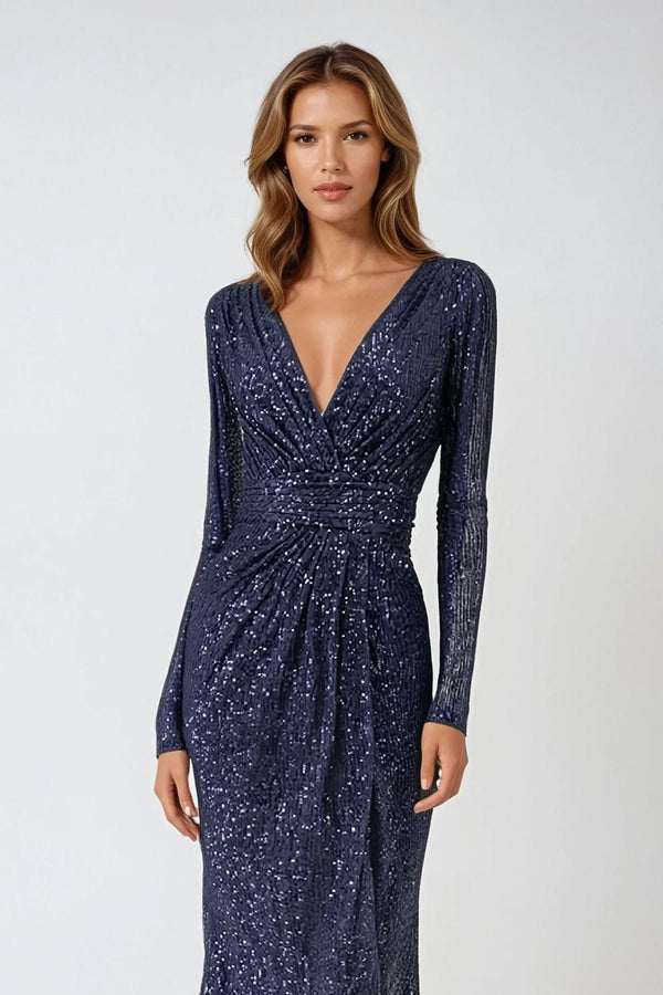 Amoris T807 Long Sleeve Fitted Knee Length Formal Dress