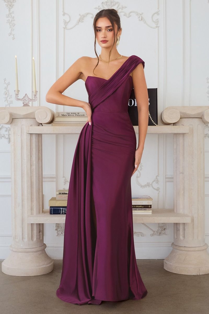 Prom Dresses Long Formal Fitted Slit Evening Prom Dress EGGPLANT