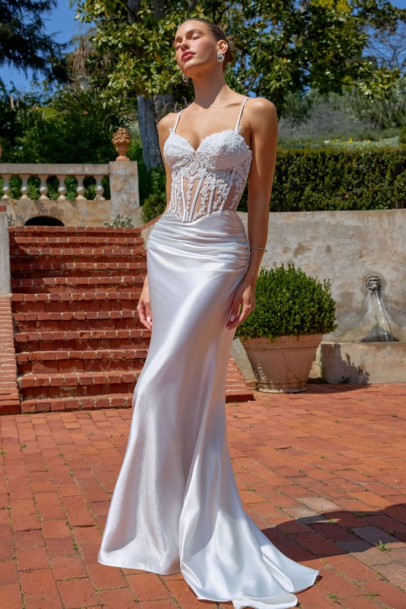 Sweetheart Floor-Length Satin Wedding Dress Sheath/Column Amoris T819W
